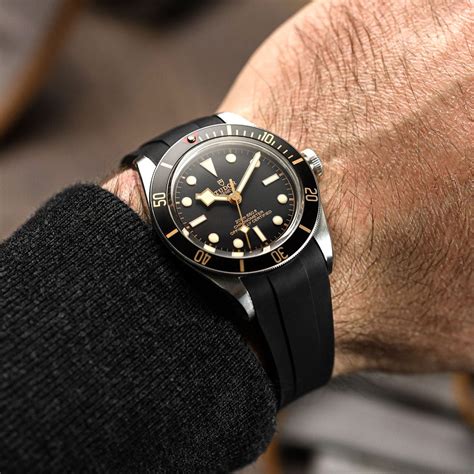 tudor black bay dark rubber strap|tudor black bay bronze strap.